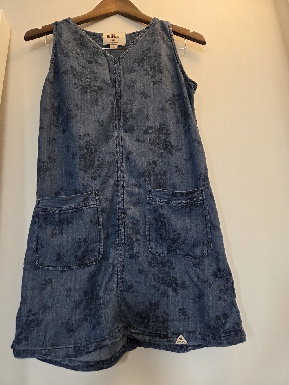 Washed Blue Floral Denim Shift Dress